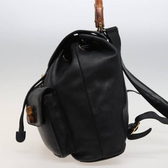 GUCCI Bamboo Backpack Leather Black 003 2058 0016 Auth 76392 - Picture 4 of 16